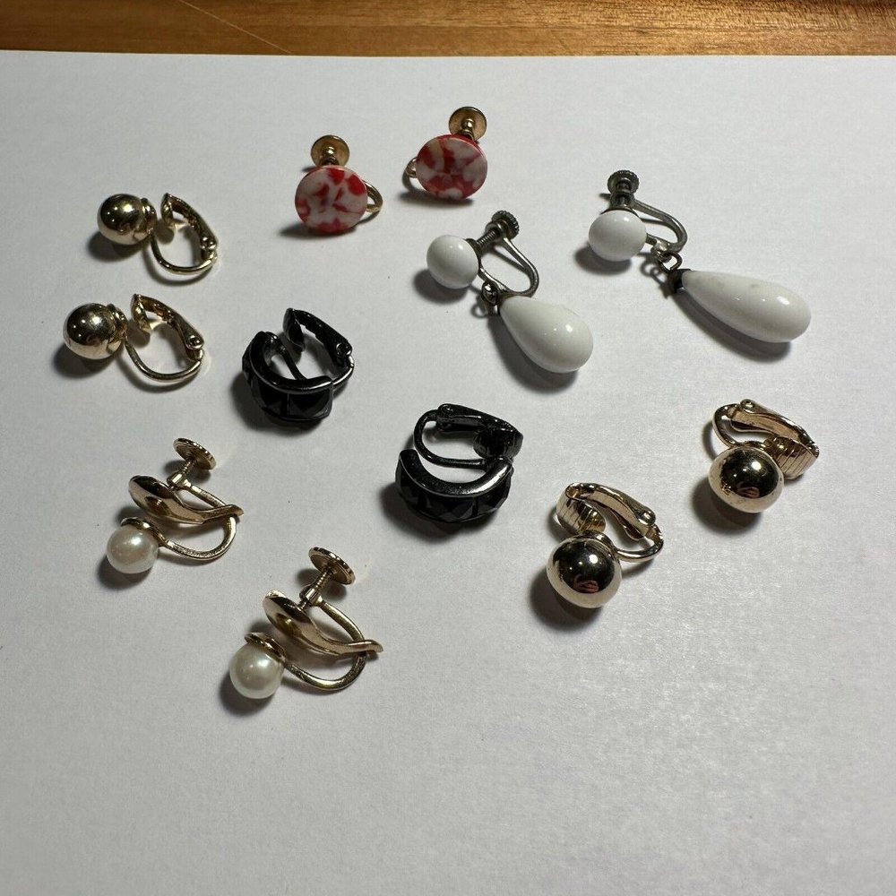 Lot of 6 Clip On Screw On Earrings Mix